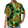 Men's Casual Shirts Trippy Hippie Light Green And Pink Vacation Shirt Hawaii Funny Blouses Mens Custom Plus Size