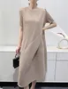 Geplooide jurk Luxe 2023 dames zomerstijl halflange geplooide jurk Comfortabele casual damesjurk
