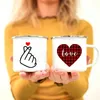 Mugs Love Heart Print Creative Glass Coffee Tea Mug Drinks Dessert Breakfast Milk Jiuce Cup Water Mugs Handle Drinkware Vintage Gifts R230713