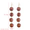 Boucles d'oreilles pendantes Vintage rétro longue suspension léopard bois perles pendentif gland ethnique goutte pour les femmes bijoux de rue