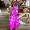 Casual Dresses Spring Summer Women V-Neck Art Printed Sexig Beach Long Maxi Dress Split Sleeveless Vintage Clothing Holiday Vestido