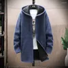 Hommes Trench Coats Automne/Hiver Style Coréen Casual Mode Faux Vison Polaire Coupe-Vent Solide Cardigan Mi-long À Capuche Homme