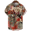 Camisas casuais masculinas verão estilo japonês estampado camisa para homens tatuagem havaiano clássico manga curta top Y2k Harajuku roupas