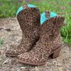 Boots BONJOMARISA Embroidered Western Boots For Women Ankle Short Boots Cowboy Cowgirls Slip On Chunky Heel Vintage Shoes 2022 New T230713