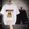 Men's Tracksuits Mens Fashion Cotton T-Shirt Sets Money Bear Print Short Sleeve Streetwears Summer Unisex Graphic Shorts Suits