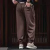 Men's Pants Maden Drawstring Knitted Tapered Sweatpants Men Large Pockets Sports Jogger Pants Dark Gray Casual Training Trousers Tracksuit 230712