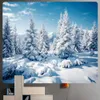 Tapisseries scène de neige de noël décoration de la maison tapisserie scène hippie arbre de noël bohème décoration murale tissu de fond