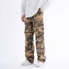 Hommes Jeans Rétro Patchwork Poches Droite Lâche Camouflage Cargo Pantalon High Street Baggy Casual Unisexe Salopette Hip Hop Pantalon