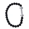 Strand Fashion Personlig anpassad design Barbell Hello Fit Pärled Matt Pärlor Armband Elastic String för män eller kvinnor