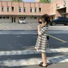 Mädchen Kleider Mädchen Kleid Koreanischen Stil 2023 Sommer Modische Gestrickte Gestreifte Chic Prinzessin Casual Einfache Süße Für Kinder
