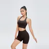 Yoga Outfit Gym Top Lace-Up Halter Neck Seamless Sports Bra Tops Women Sexy Padded Push Up Fitness Training Workout Crop