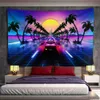 Tapissries Modern Technology Sunset Sports Car Tapestry Wall Hanging Hippie Tapiz Mystery Home Art Decor