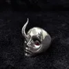 Bröllopsringar Demon Mask Ring Metal Cyberpunk Silver Color Horn Human Finger Ring For Women Men Par Smycken 230712