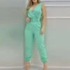 Kvinnors jumpsuits Office Women's Bodysuit Solid Color Slim Fit Summer High Waist Patch Work Full Set Street Clothing 230713