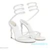 2023 Sandaler skor juvel Snake Heel Crystal-embellished Caovilla- strappy High Heels Party Wedding Dress Lady Gladiator