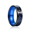 Classic Mens Black Celtic Dragon Wedding Ring Inlay Purple Zircon Stainless Steel Purple Carbon Fiber Ring For Men Band