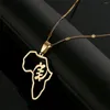 Collane con ciondolo Colore oro Africano Adinkra Gye Nyame Collana con ciondoli di mappe africane cave in acciaio inossidabile per gioielli da donna