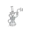 Waxmaid 5.51inch Leo Mini clear hookah Glass Dab Rig glass bongsVertical percolator with 3 round holes Oil rigs US warehouse retail order free shipping