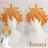 Whole-Anihut Emma Cosplay peluca Anime Yakusoku no Neverland mujeres naranja Cosplay peluca 63194 The Promised Neverland Emma2285