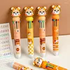 10Pcs/Lot Cute Tiger 10 Colors Ballpoint Pen Multi-color Press Sign School Office Supplies Ball Point Pens Stationery