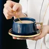 Tasses tasse à café en céramique ensemble bureau à domicile après-midi tasse à thé avec cuillère couple petit déjeuner tasse pour hommes et femmes R230713