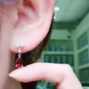 Stud Earrings Luxury Silver Color Red Gems Stone Crystal Water Drop For Women Cocktail Party Zircon Wedding Jewelry