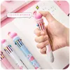 36 pièces/ensemble dessin animé Silicone multicolore flamant rose stylo à bille dix couleurs presse Unicon dix boule de couleur