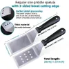 Barbekü Araçları Aksesuarlar Kazanma Barbekü Aracı Seti 10 PCS Düz Griddle Aksesuarlar Profesyonel Izgara Spatula Scraper Long/Kısa Spatulas BBQ 230712