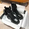 Boots Black Punk Ankle Thick-soled Motorcycle Ankle Boots Women's Lace-up Spring Thick Heel Belt Buckle Pocket Designer Chunky Shoes T230713