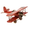 Aircraft Modle Vintage Tin Metal Airplane Model Biplane Decor Toy Gifts 230712