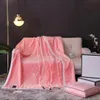 Fashion High-end Flannel Blankets Air Conditioning Blanket Sable Fur Embroidery Casual Office Blanket