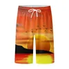 Fatos de treino masculinos 2023 verão regatas shorts esportivos Harajuku 3d Sunset Beach Havaí estampa casual ao ar livre masculino conjunto de corrida 2 peças