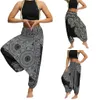 Calças yoga casual feminino harem calças gota virilha baggy perna larga hippy boho solto senhora moda sólida plus size comprimento total calças de ginásio