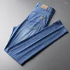 Мужские джинсы летние мужчины штаны 2023 прибывают тонкие прохладные удобные мягкие джинсовые джинсы бизнес -мода прямые брюки.