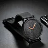 Нарученные часы 2023 Простые формальные кварцевые мужские женщины модные часы минималистские черные ремешки из нержавеющей стали Relogio Masculino