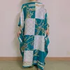 Etniska kläder fashionabla kuwait -stil Silk Kaftan klänning Boho färgglada mönster Dashiki African Women's304n