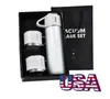 US STOCK US Stock 500ml Sublimation Vacuum Flask Gift Set Box Vacuum Insulated Thermos Gift Set Stainless Steel 500 ML Vacuum Flask With 3 Lids for Coffee & Tea DIY