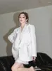 Ternos femininos estilo francês branco tassel flor borla solto terno para mulheres 2023 outono blazer incrustado de diamante