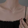 925 Sterling Silver Necklace Flash Diamond Geometric Double Circle Pendant Female Simple ClaVicle Chain Wedding Jewelry Gift L230704