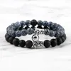 Strand 6/8mm Black Lava Beaded Bracelet Fashion Couple Distance Magnet Matching Bracelets Natural Stone Yoga Bangles Friendship Jewelry