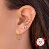 Stud Earrings 925 Sterling Silver Needle Colorful Zircon Pendant For Women Vintage Metal European And American Jewelry