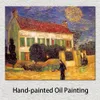 Ręcznie robione płótno Art Vincent van Gogh malowanie Białego Domu w nocy 1890 Village Landscape Artwork Decor łazienki