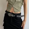 Bälten Emo Y2k Koreansk Gothic Punk Jeans Casual Spänne Designer Midja Elastiskt Bälte För Kvinnor Män Rhinestone Midjeband Tillbehör