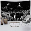 Tapestries Black Starry Sky Tapestry Wall Hanging Sun and Moon Witchcraft Psychedelic Art Mountain Hippie Aesthetic Room Decor R230713