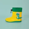 Botas de Chuva para Bebês Dinossauros Adoráveis Sapatos de Chuva para Crianças de Borracha PVC para Bebês Desenhos Animados Sapatos de Água para Meninas L230620