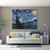 Arte em tela feita à mão Vincent Van Gogh Pintura The Starry Night Village Paisagem Arte Decoração do banheiro