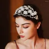 Headpieces Barock Pearl Flower Headband Fashion Hårtillbehör Kvinnor Trend High-End Bridal Wide Hairband Hoop Headwear