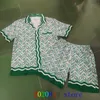 Träningsoveraller för män Grön Casablanca Tennis Club Hawaii Beach Shortpant Shirt Set för män Dam Holiday Seaside SURF Suit 230712