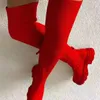 Stivali alti al ginocchio da donna Inverno Nuova coscia Calzini elastici lavorati a maglia Scarpe Tacchi a spillo caldi e sexy Stivali lunghi sopra il ginocchio a punta 7560 L230704