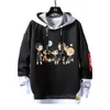 Sweats à capuche pour hommes Sweats Anime Haikyuu Sweat Volleyball Junior Hoodie Faux Deux Pièces Rubans Lettre Imprimer À Capuche Hommes Patchwork Pulls 230713